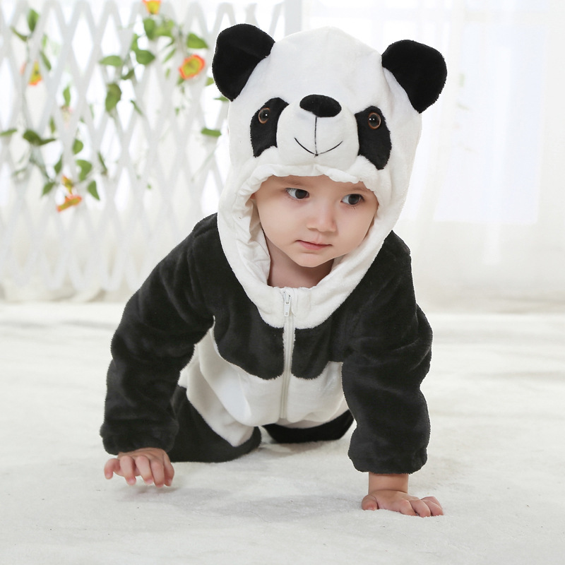2016年秋奇樂兔嬰兒外出法蘭絨立體造型熊貓哈衣 連身衣 YH680批發・進口・工廠・代買・代購