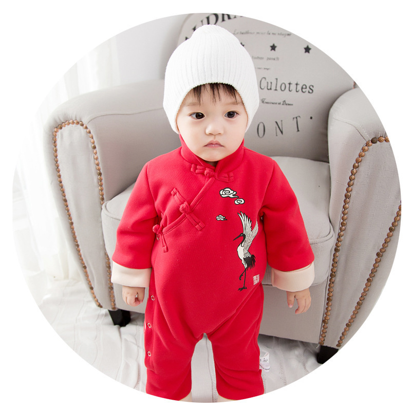 童裝一件代發 男女寶寶冬款中國風連身衣  2016斜襟加棉哈衣唐裝工廠,批發,進口,代購