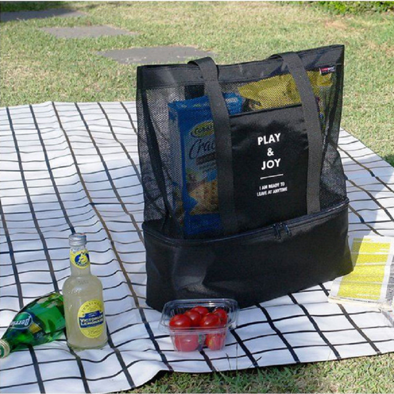 韓國多功能保溫袋午餐包雙層便當包戶外手提旅行野餐包網格冰袋批發・進口・工廠・代買・代購