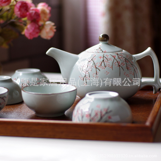 原是傢居 日式手繪 爛漫紅梅 茶具套裝 茶壺茶杯 品茗工廠,批發,進口,代購