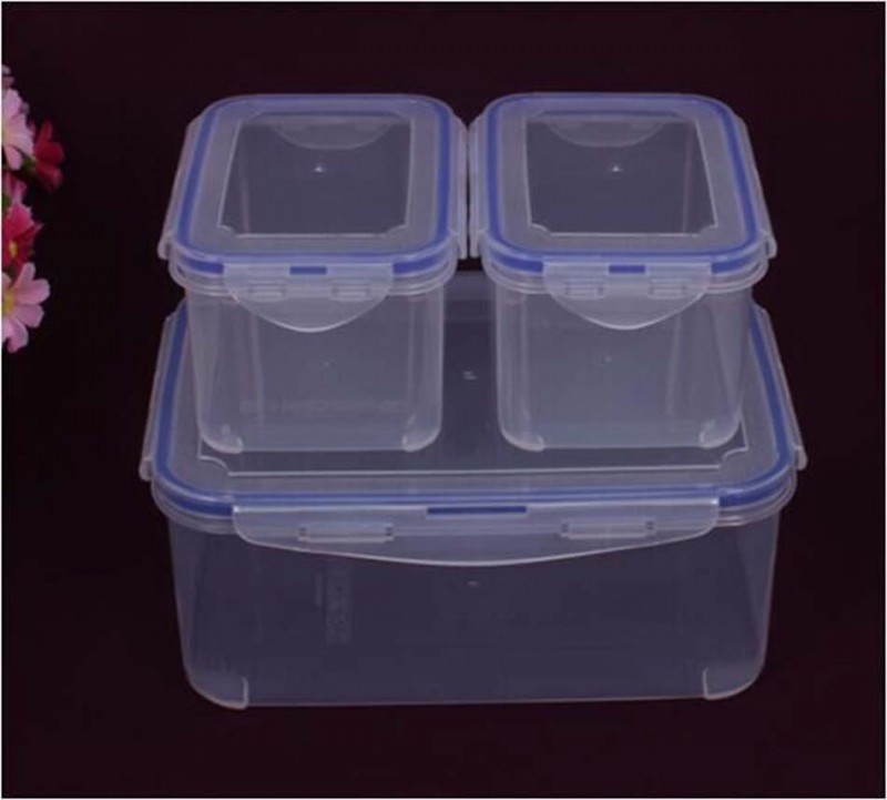 三件套塑料保鮮盒 長方形透明塑料盒 密封飯盒套裝 可定製 可印刷批發・進口・工廠・代買・代購