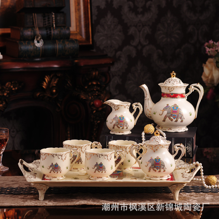 歐式茶具套裝象牙瓷英式茶壺咖啡茶具大象下午茶高檔結婚送禮批發・進口・工廠・代買・代購