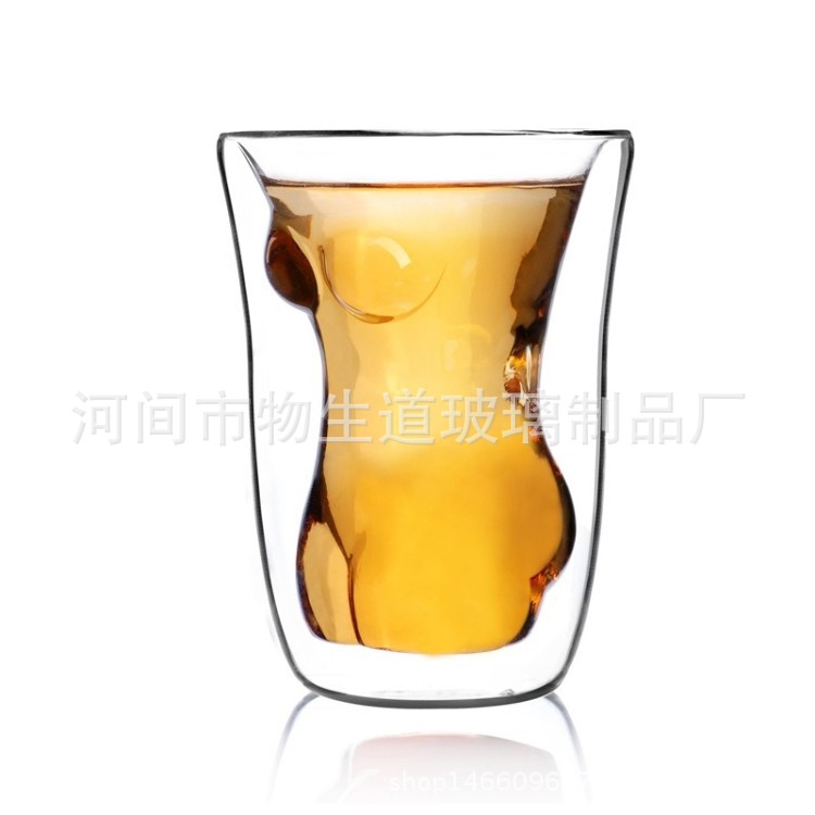 供應玻璃杯 美女猛男耐熱雙層高硼矽玻璃杯 創意玻璃酒杯特價批發工廠,批發,進口,代購