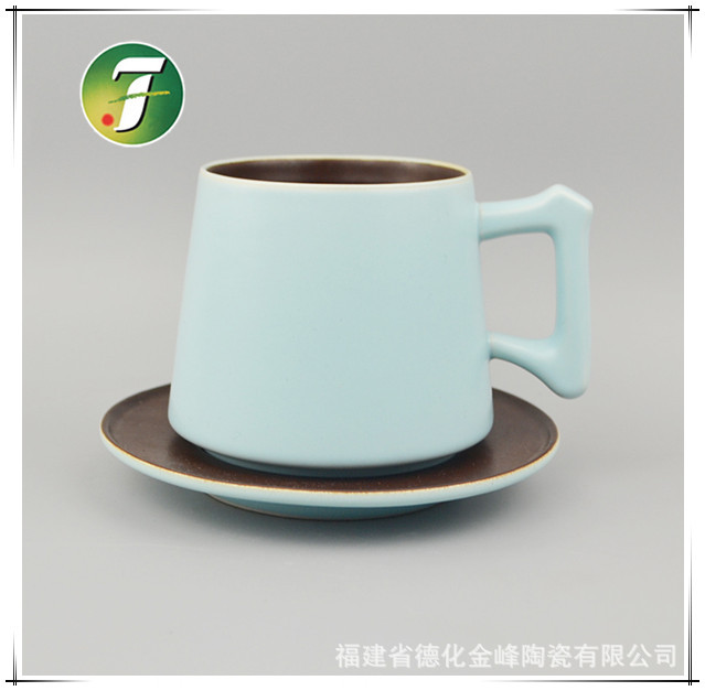 陶瓷咖啡杯碟套 色釉螺旋紋杯碟套 可定製logo定製顏色批發・進口・工廠・代買・代購