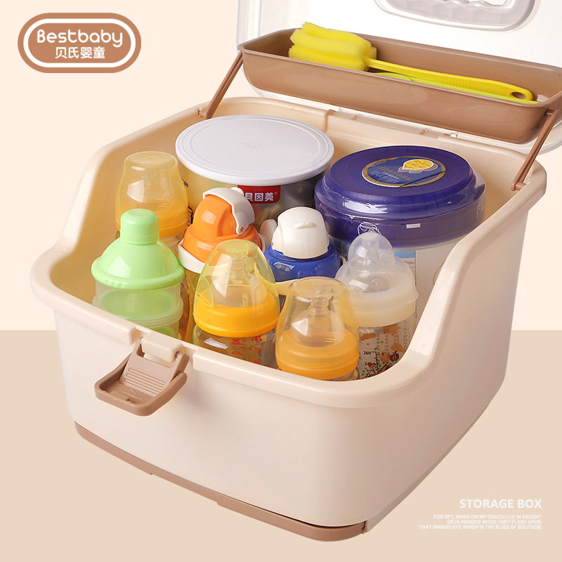 可手提奶瓶架 嬰兒奶瓶收納箱塑料寶寶餐具奶粉盒兒童防塵乾燥架批發・進口・工廠・代買・代購