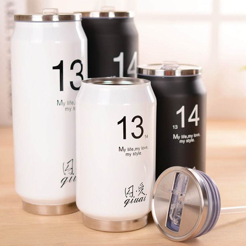 1314易拉罐保溫杯 創意簡約情侶飲水杯子禮物 雙層不銹鋼保溫保冷工廠,批發,進口,代購