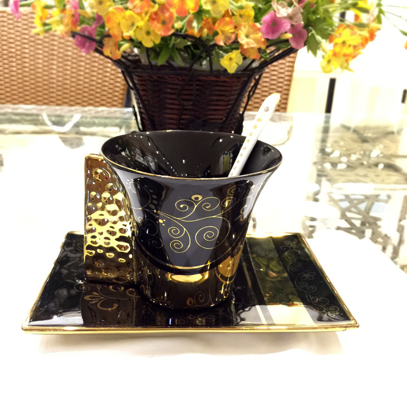純手工製作咖啡杯碟套裝 高檔開業 禮品創意陶瓷咖啡杯子帶碟勺批發・進口・工廠・代買・代購