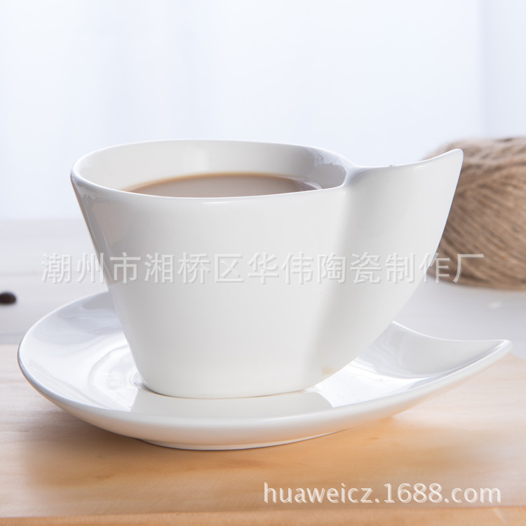 廠傢現貨批發各式陶瓷咖啡杯碟純白逗號杯碟套裝歐式S型咖啡杯批發・進口・工廠・代買・代購