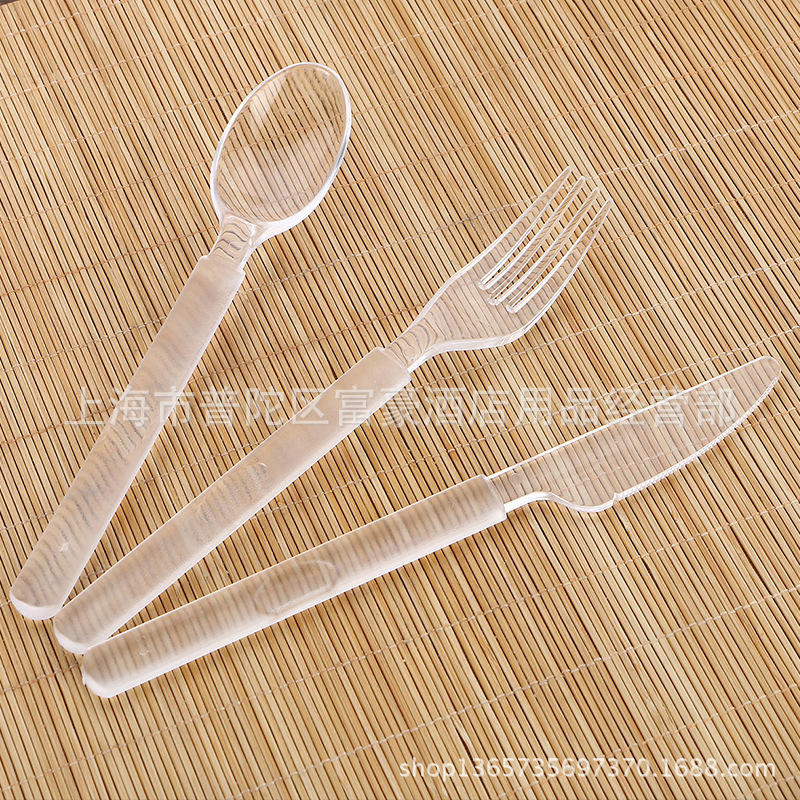 高檔透明長柄塑料勺子一次性刀叉 勺湯勺餐叉西餐具餐勺100隻叉子工廠,批發,進口,代購