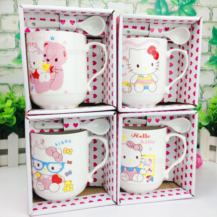 批發定製 情侶單杯 Hello Kitty陶瓷杯 咖啡杯 居傢贈品 定製Logo批發・進口・工廠・代買・代購