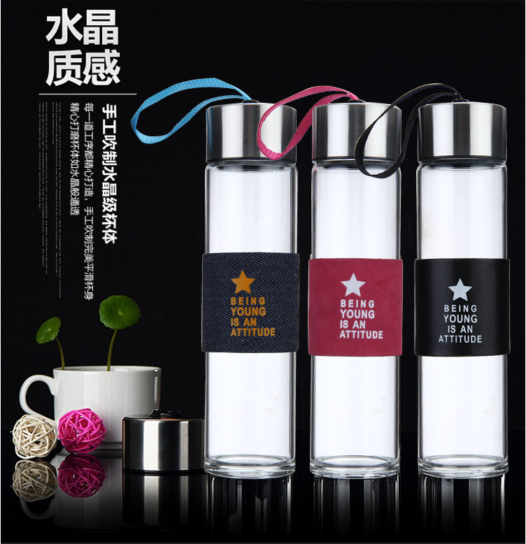 批發棒棒透明玻璃杯創意禮品製定logo水杯單層提手泡茶耐熱玻璃杯工廠,批發,進口,代購