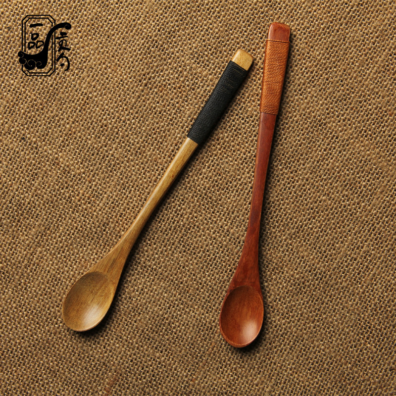 木質純色餐具 創意木勺日式繞線復古咖啡勺 木勺子LOGO定製批發工廠,批發,進口,代購