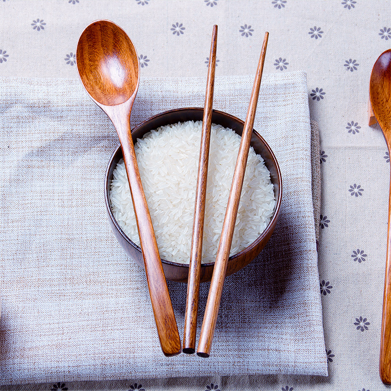 新品創意日式勺筷套裝木質勺子筷子兩件套禮品便攜餐具批發刻字批發・進口・工廠・代買・代購