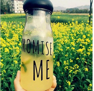 韓國爆款玻璃promise me水果杯塑料促銷 時尚玻璃果汁杯隨行杯工廠,批發,進口,代購