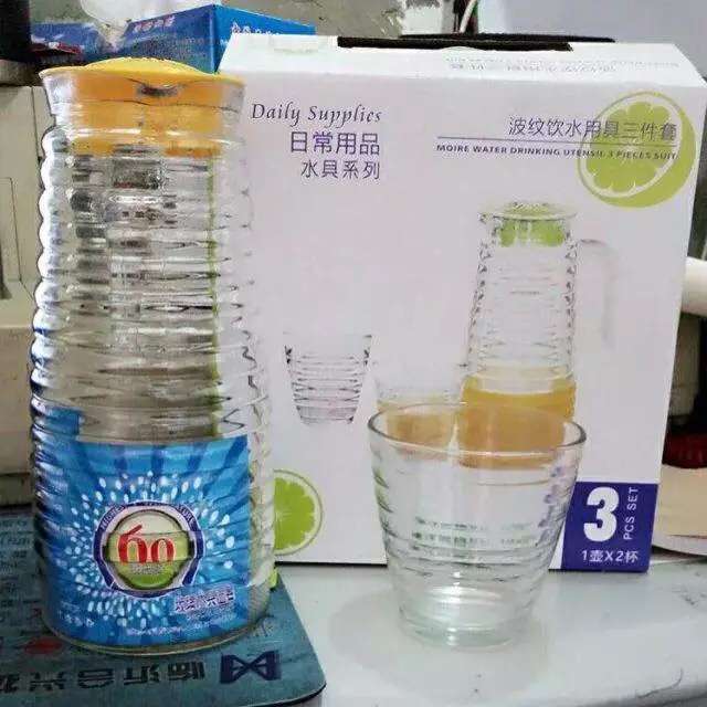 新款螺紋水具五件套 促銷冷水壺果汁壺贈品優質玻璃水具五件套工廠,批發,進口,代購