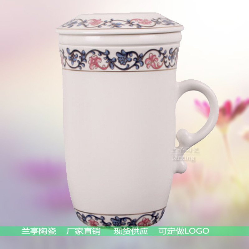 廠傢直銷陶瓷水杯三件套帶蓋 杯子定製LOGO高檔禮品茶杯三件套批發・進口・工廠・代買・代購