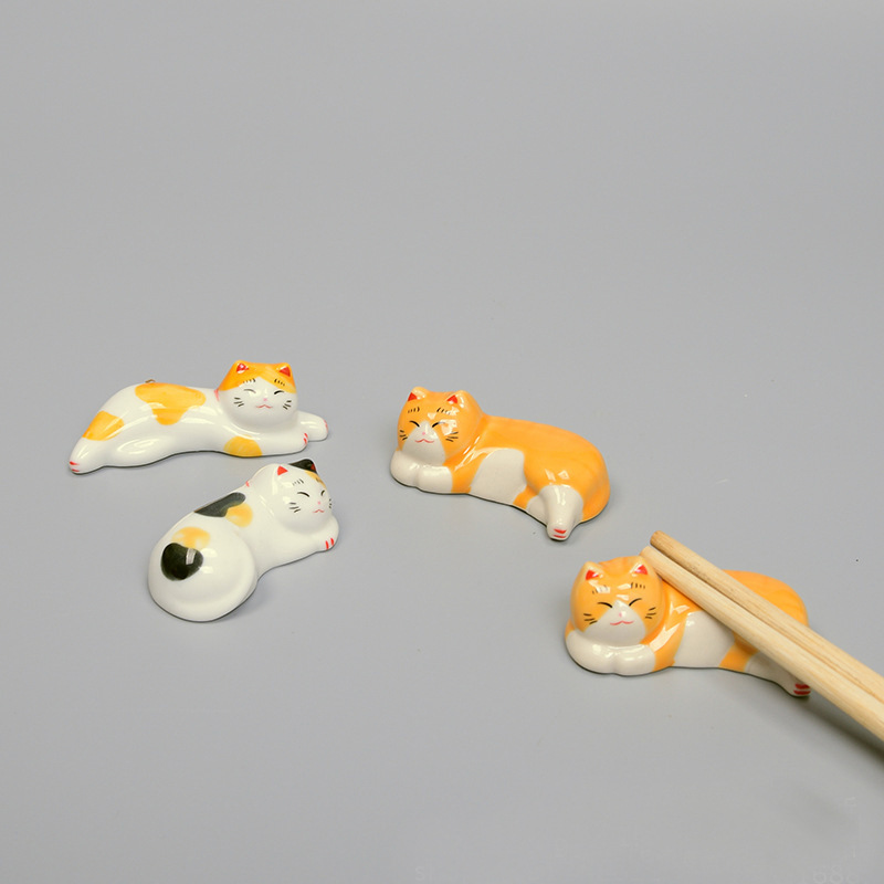 zakka創意廚房雜貨 日式可愛陶瓷 卡通筷子架 貓咪餐具批發・進口・工廠・代買・代購