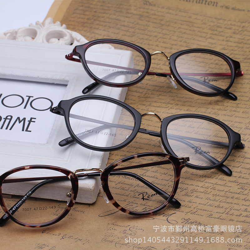 批發最新TR90近視眼鏡框 男女通用復古圓平光鏡 可配 近視7007批發・進口・工廠・代買・代購