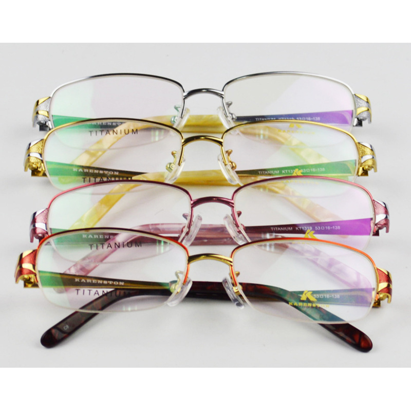凱倫斯頓KT1319新款華麗純鈦半框女款近視眼鏡框鉆石眼鏡架批發・進口・工廠・代買・代購