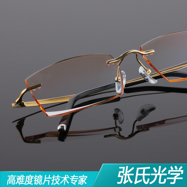 新款619切邊女款平光鏡 簡約近視眼鏡框 純鈦無框眼鏡架批發批發・進口・工廠・代買・代購