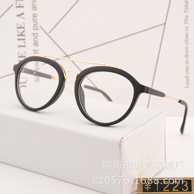 新款韓版帶橫梁防輻射眼鏡框架 學生近視鏡防藍光平光鏡個性眼鏡批發・進口・工廠・代買・代購