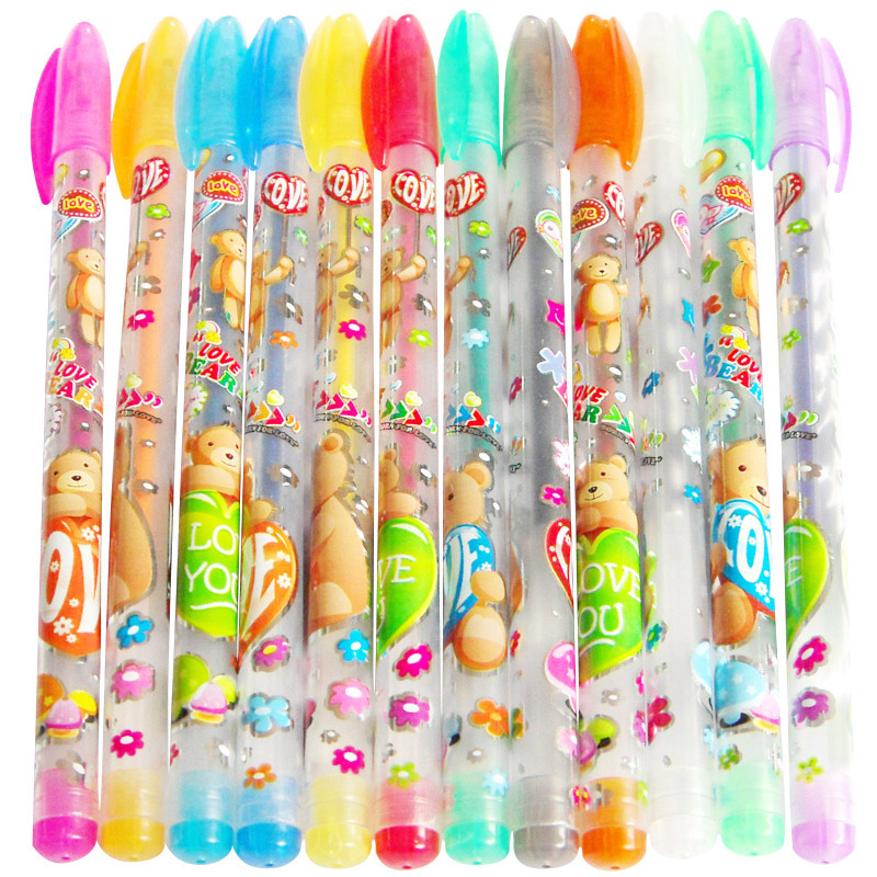 6色12色閃光筆熒光筆帶有香味兒童趣味文具筆幼兒園獎品工廠,批發,進口,代購