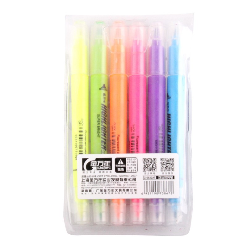 金萬年雙頭熒光筆（6支套裝）學生  彩色記號筆塗鴉筆 辦公用品工廠,批發,進口,代購