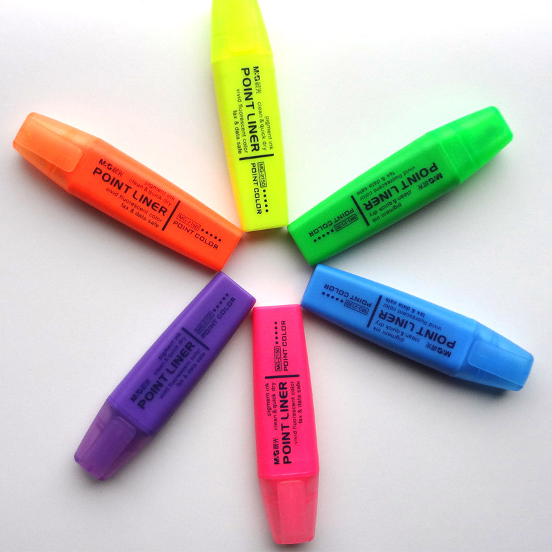 晨光文具彩色熒光筆6色可選辦公學習標記筆醒目筆劃線記號MG2150工廠,批發,進口,代購