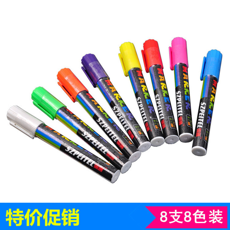 熒光板專用熒光筆6mm 玻璃板筆 水性筆 8色套裝批發・進口・工廠・代買・代購
