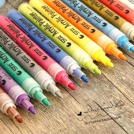 韓國文具批發 斯塔新款14色 丙烯馬克筆 黑卡筆 油漆筆工廠,批發,進口,代購