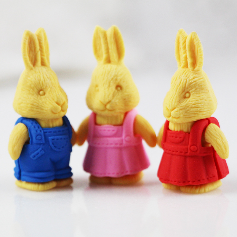 小嘟嘟 穿背帶褲的兔子橡皮 卡通可愛橡皮擦 創意文具 文具廠傢工廠,批發,進口,代購