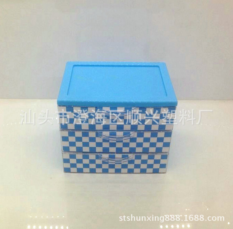 加工定製 502-3 藍方格桌麵塑料文件櫃 塑料抽屜文件櫃工廠,批發,進口,代購