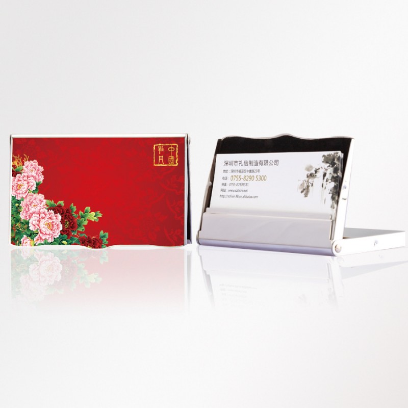 紅色經典喜慶紅牡丹款名片盒滴膠商務名片座多種花色可選可定製工廠,批發,進口,代購