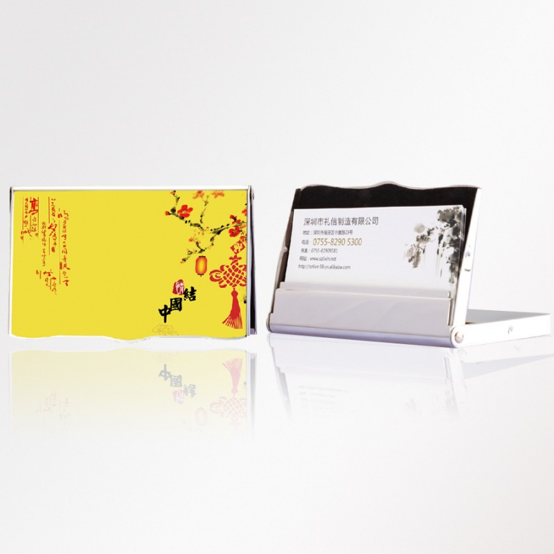 喜慶的中國結商務名片座不銹鋼名片盒彩印滴膠多種花色可選可定製批發・進口・工廠・代買・代購