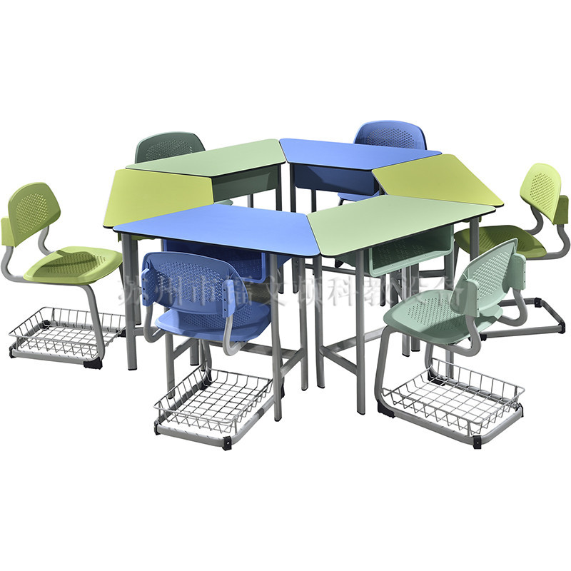 新款學校傢具H桌梯形巧拼桌幼兒園課桌椅 學生彩色課桌椅廠傢直銷批發・進口・工廠・代買・代購