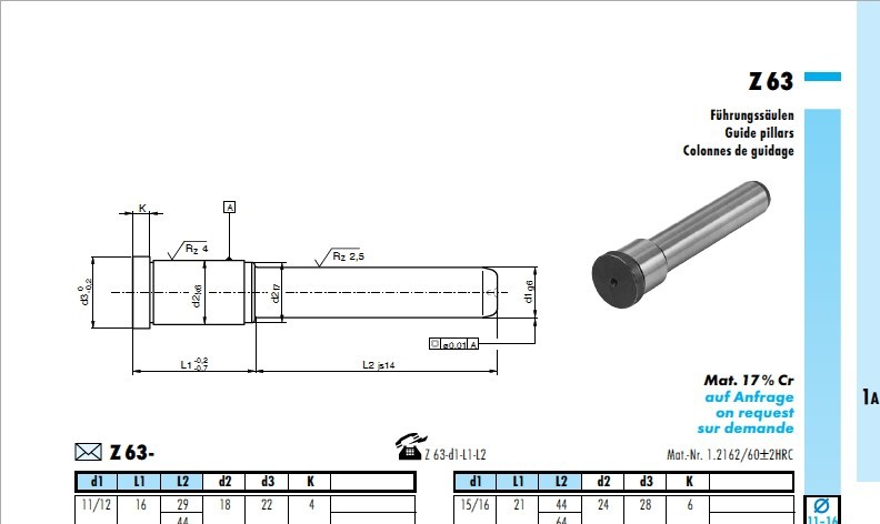 註塑模具德國STRACK導柱Z63，進口模具配件總代理商（深圳立古）工廠,批發,進口,代購