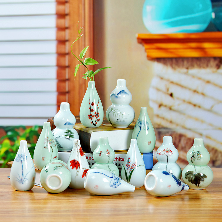 個性創意陶瓷 青瓷手繪花瓶、花器擺件 辦公居傢裝飾用品批發・進口・工廠・代買・代購