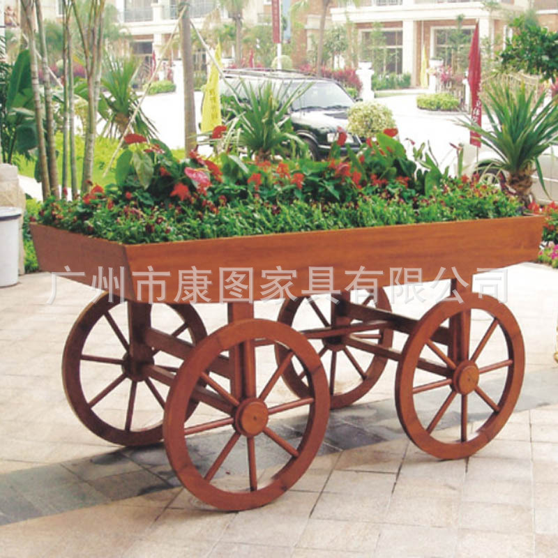 戶外防腐木花車 園林小區實木花車 園林綠化木製花車工廠,批發,進口,代購