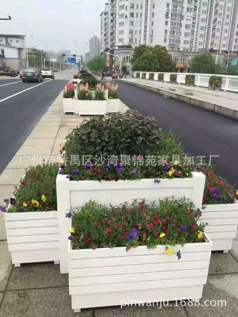 實力工廠定製廣場實木樹箱塑木大花箱隔離帶園林花箱工廠,批發,進口,代購