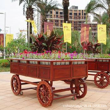 廠傢直銷定製防腐木景觀花車木製花車廣場花車防腐木花車木花車工廠,批發,進口,代購