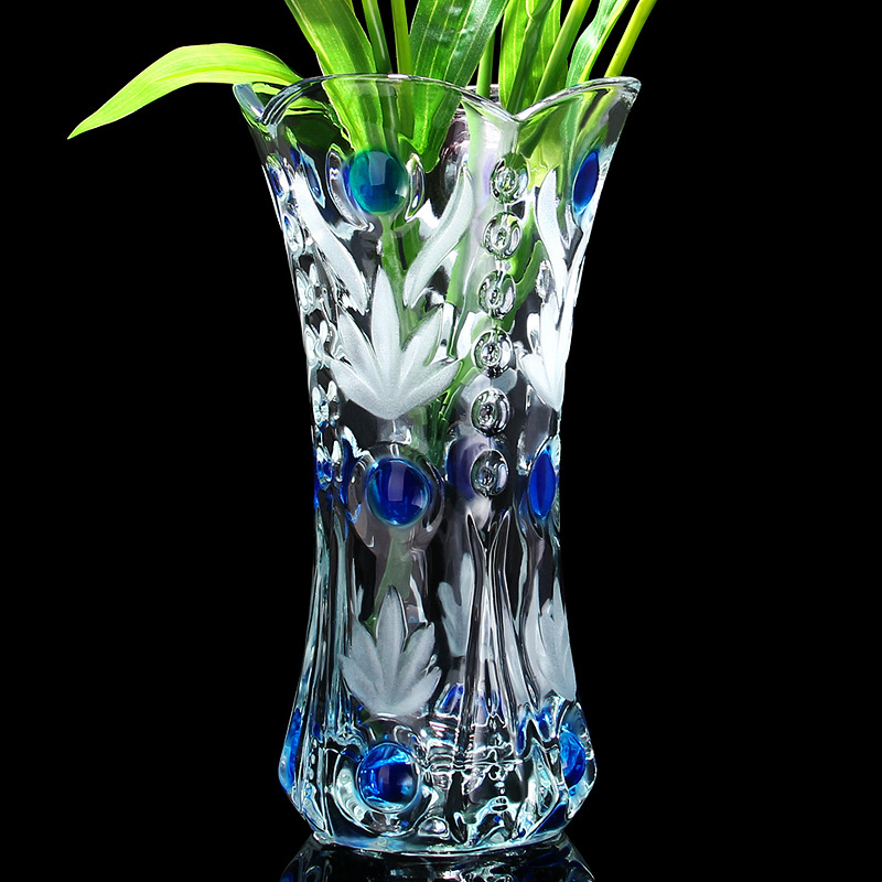 彩色加厚水晶玻璃花瓶 富貴竹百合插花瓶龍珠大號透明水晶花瓶批發・進口・工廠・代買・代購