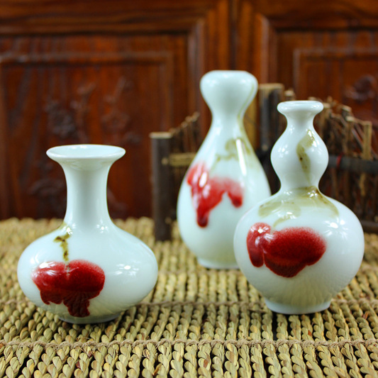 中國風釉裡紅手繪寫意陶瓷花插創意花瓶花器傢居傳統裝飾桌麵擺件批發・進口・工廠・代買・代購