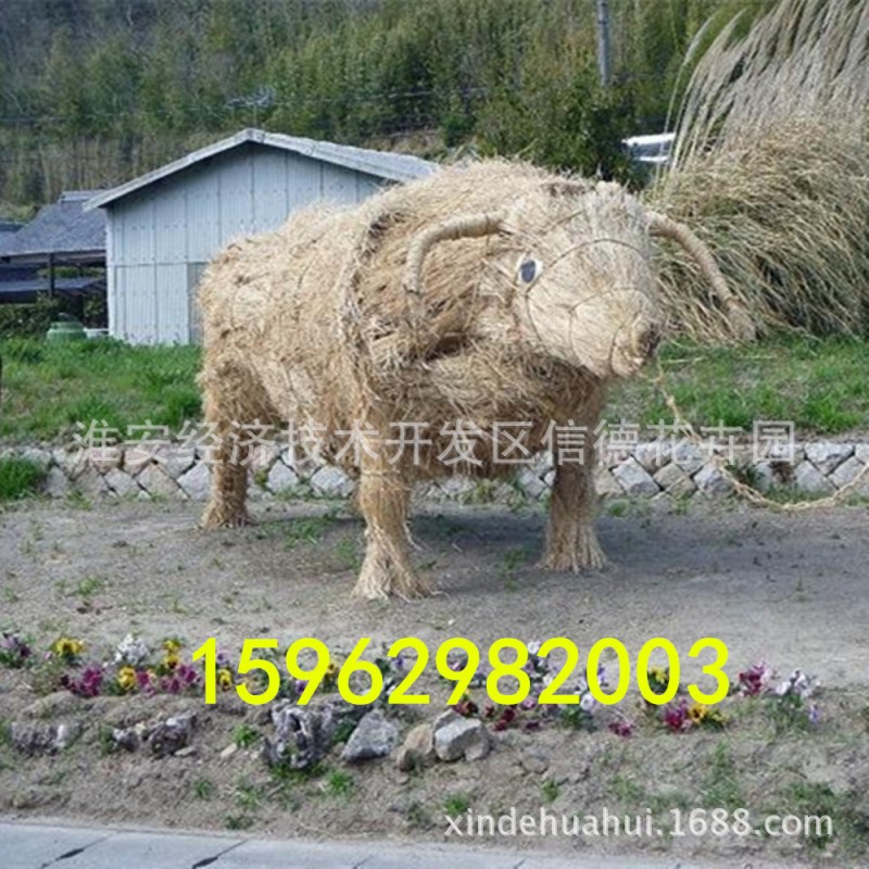 批發水牛稻草雕塑日本稻草人駿馬雕塑狐貍稻草人雕塑 稻草人批發・進口・工廠・代買・代購