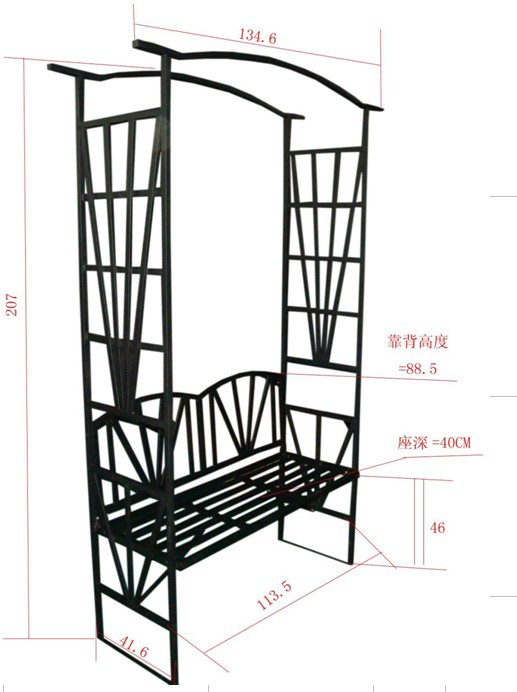 鐵製帶椅花園拱門花架工廠,批發,進口,代購