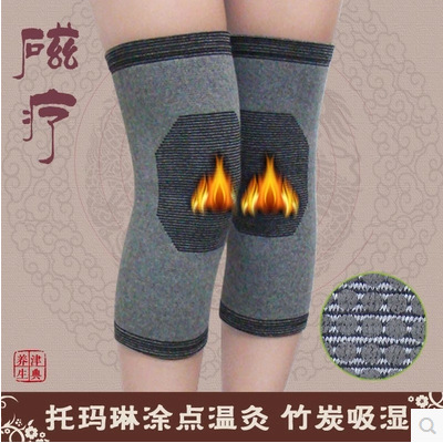 灰色薄款磁纖維彈力自發熱護膝 保健磁療護膝保暖膝蓋工廠,批發,進口,代購