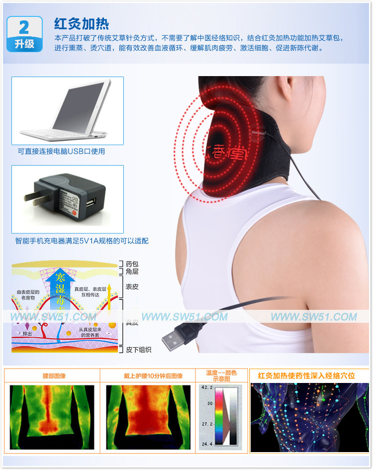 熱敷加熱艾灸保暖護頸帶 USB非托瑪琳自發熱護頸 頸椎保健保暖工廠,批發,進口,代購