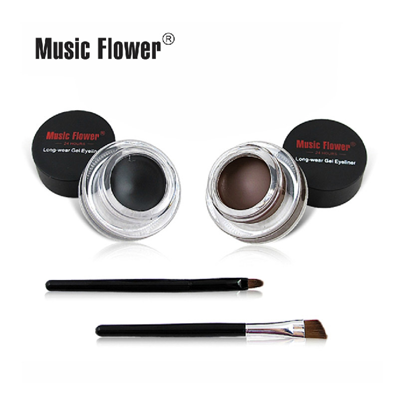 Music Flower/沁彩雙色眼線膏持久防水不暈染眼線膏 黑+咖啡工廠,批發,進口,代購